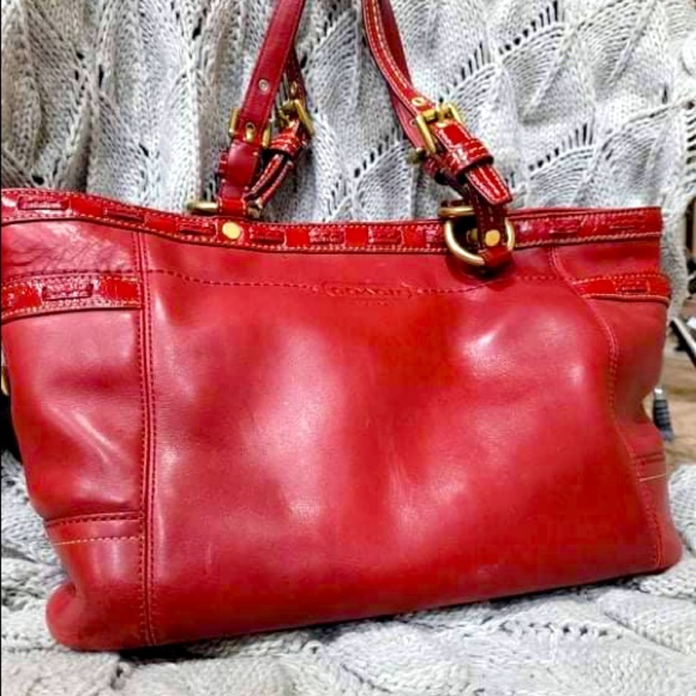 Coach red patent leather vintage handbag